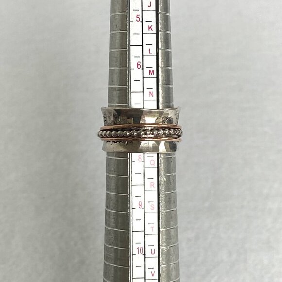 Sterling Silver 925 Copper Wide Spinner Curved Comfort Fit Band Ring Sz 7.25 - Picture 9 of 16